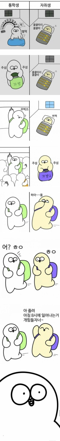 중복 주의)통학생과 자취생의 하루(feat. 쿵쿵따)