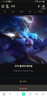 헤카림 스킨 너무 신경쓰인다..