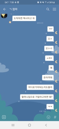 멀리있는 할머니집가는데 엄마가 안데리러오고 택시타고오라한다면?