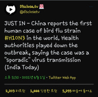 중국에서 최초로 인간에게 전염되는 조류독감 발생