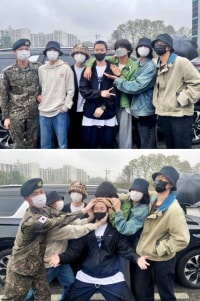 오늘자 입대한 제이홉 마중 나온 BTS 멤버들