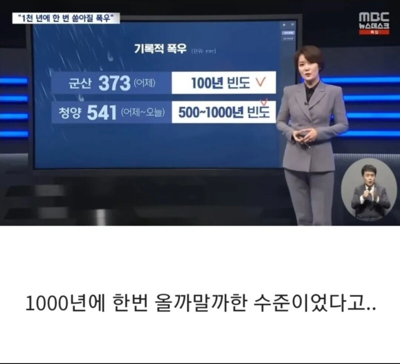 천년에 한번이 이번 폭우였던 거임