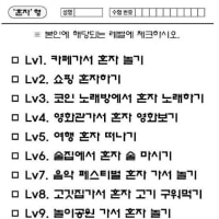 혼자 놀기 레벨 체크표