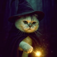 행성폭발 마법을 시전중인 고양이 이미지