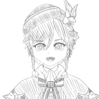 그림 뉴비의 원신 벤티 펜아트!! (밑그림!) + 원신 굿즈 2개