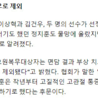쵸비는 부상으로 인해 국대 거절이라함