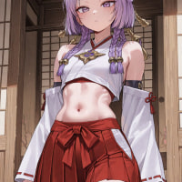 AI) Yunara in shrine maiden outfit
